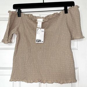 H&M Smocked Short Sleeve Off Shoulder